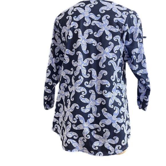 Icantoo Blue Starfish Tunic Top Blouse Size Medium - Picture 2 of 6